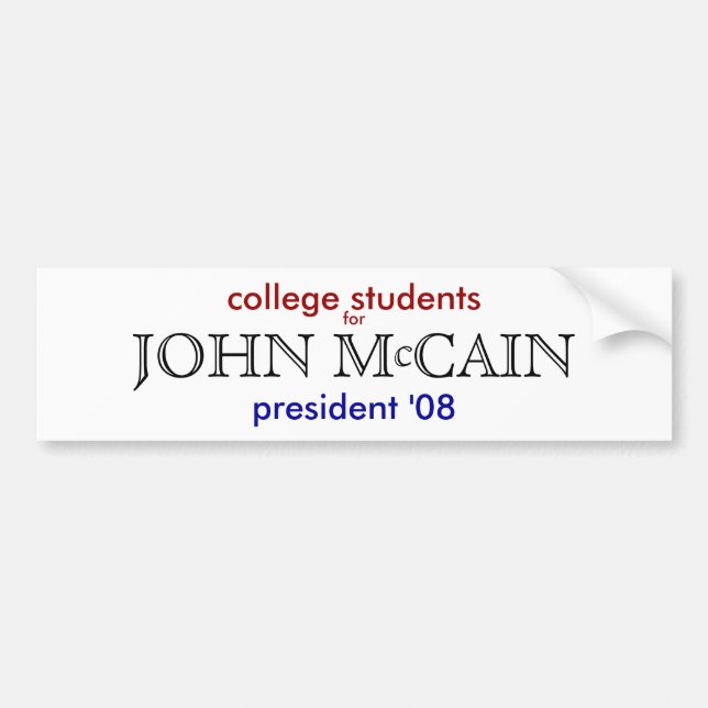 Högskolestudenter för John McCain Bildekal (Framsidan)