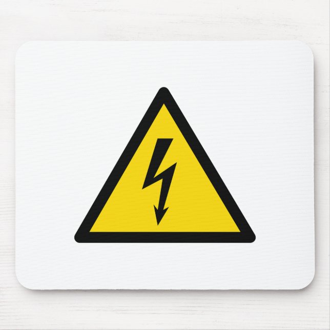 högspänningsskylt elektrisk symbol försiktighet fa musmatta (Framsidan)