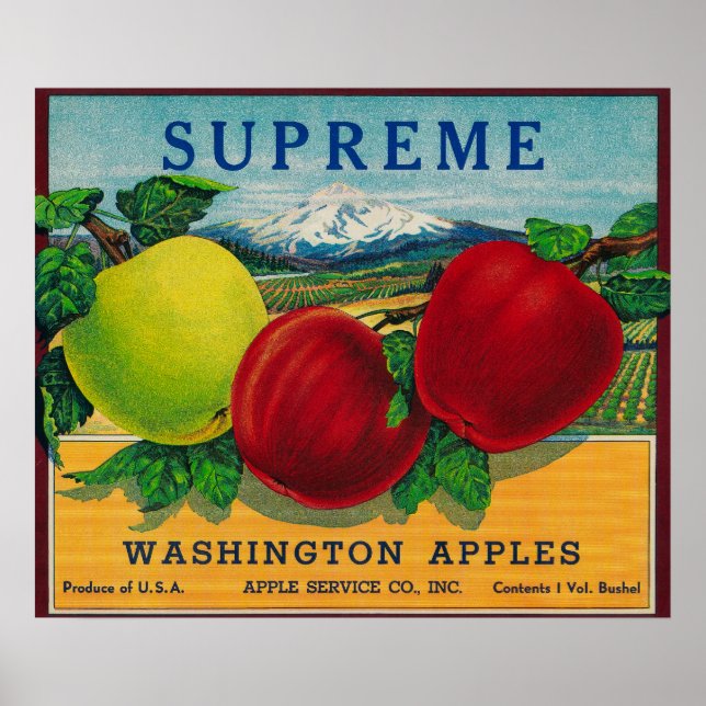 Högsta Apple-etikett - delstaten Washington Poster (Framsidan)