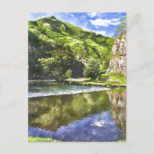 Högsta distriktet Watercolor-Stil Vykort (Framsida)