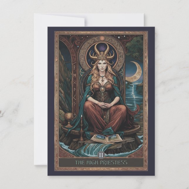 Högsta Prästinnan Tarot Konst Platt Tacksamhetskor Tack Kort (Framsida)