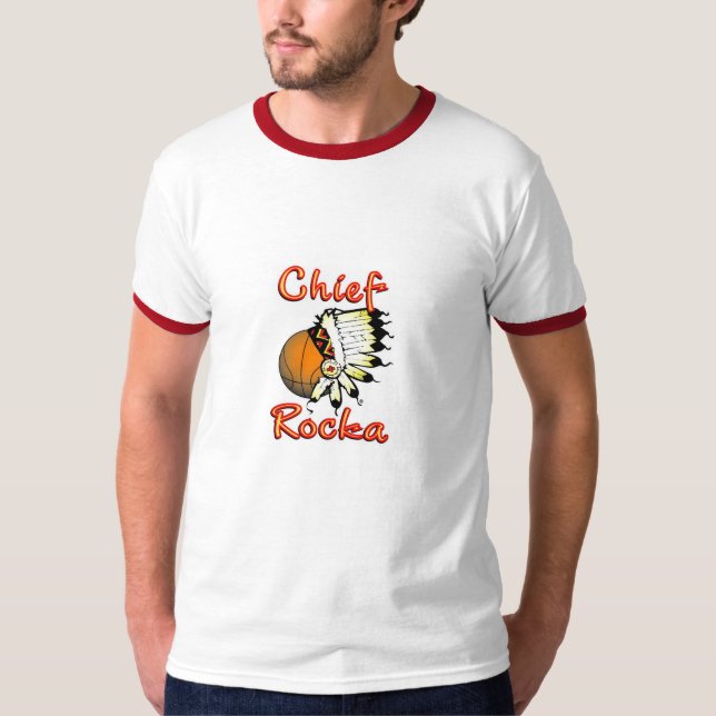 Högsta Rocka vit/röd ringert-skjorta T-shirt (Framsida)