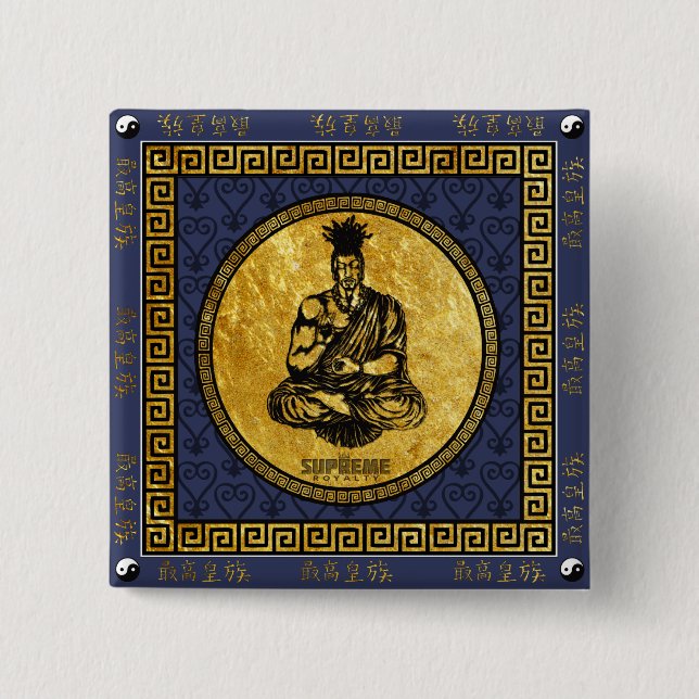 Högsta Royalty First Buddhist Button Square (BLU) Knapp (Framsida)