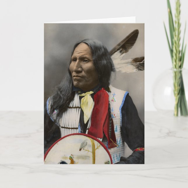 Högsta strejkor med näsan, Oglala Sioux 1899 Kort (Framsida)