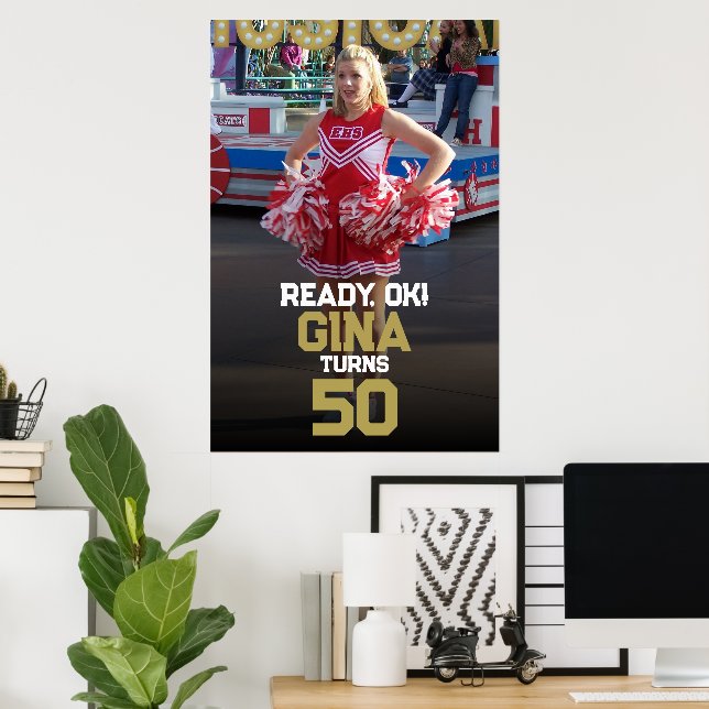 Högstadie- eller högskolecheerleading födelsedag poster (Hemmakontoret)
