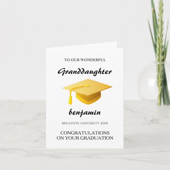 Högstadie Universitetsdotterdotter Examen Fest Kort (Framsida)