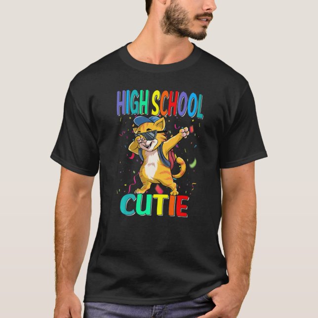 Högstadiet söt katt tillbaka till skolan t shirt (Framsida)