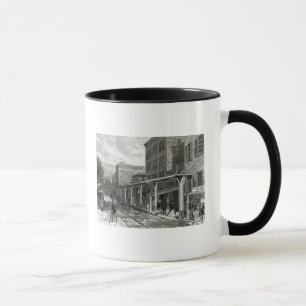 Högstämd järnväg i den Greenwich gatan, New Yo Mugg