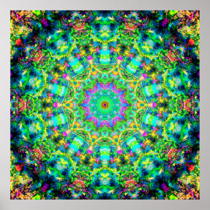 Högt färgrik Psychedelic Mandala Poster