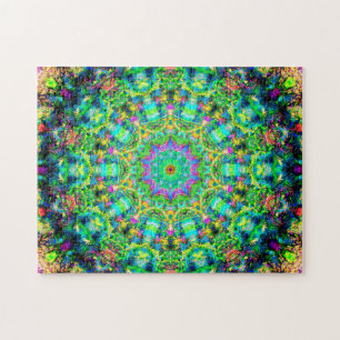 Högt färgrik Psychedelic Mandala Pussel