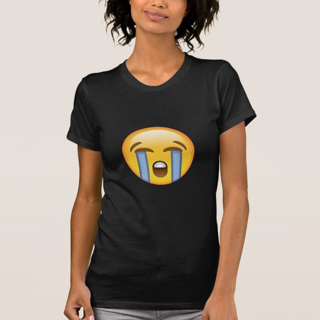 Högt gråta ansikte Emoji Tee Shirt (Framsida)