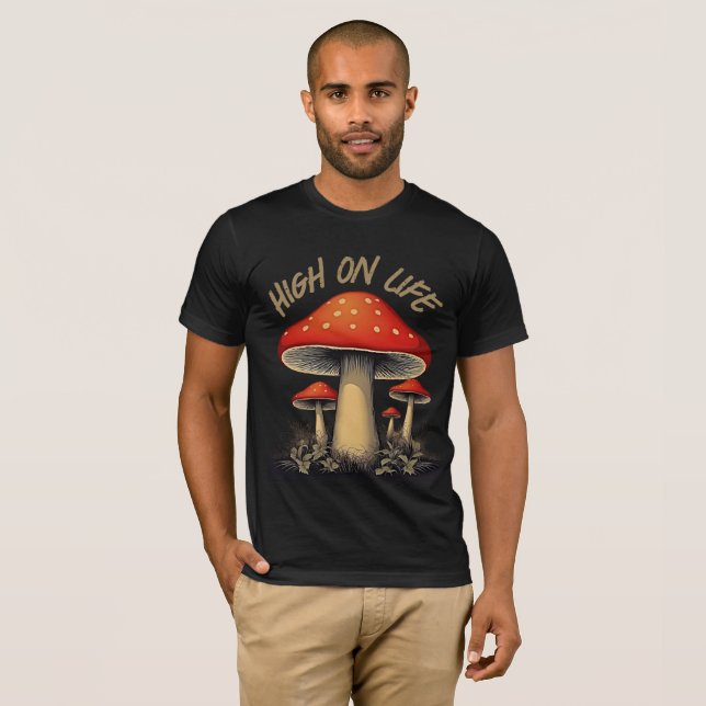 Högt liv - Retro-svampar T Shirt (Hel framsida)