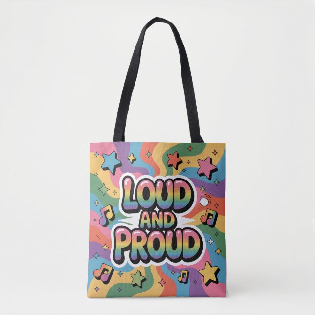 HÖGT OCH STOLT | HBTQ+ Pride-anhängare Tygkasse (Framsida)