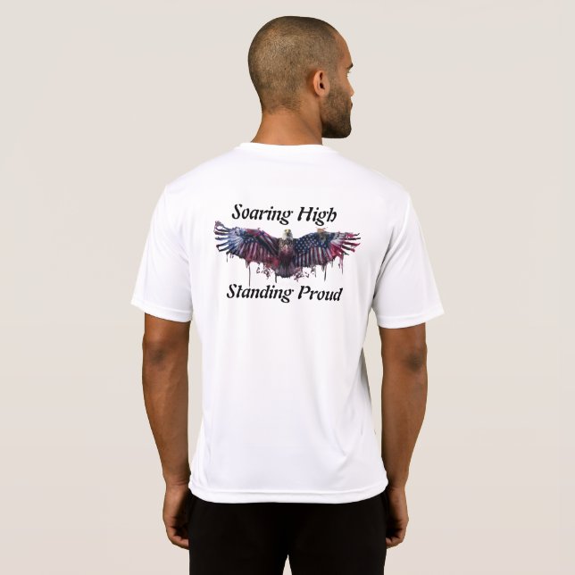 Högt stående proud USA Eagle Flagga T Shirt (Hel baksida)