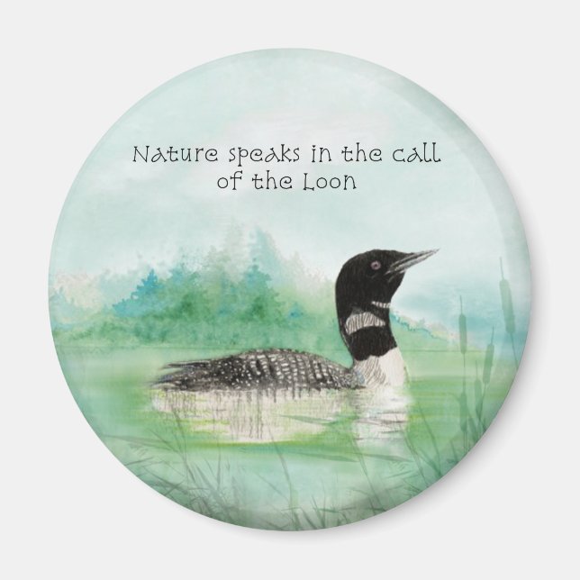 Högtal för vattenfärgsLoon Natature, Loon Quote Magnet (Framsidan)