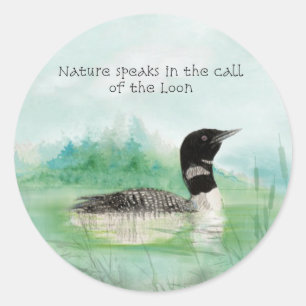 Högtal för vattenfärgsLoon Natature, Loon Quote Runt Klistermärke