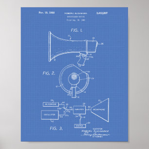 Högtalare 1968 Patent Art Blueprint Poster