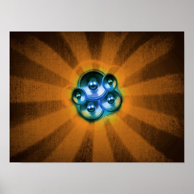 Högtalare för musik och solstrålning poster (Framsidan)