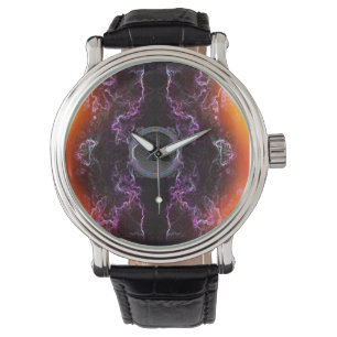 Högtalare och lila neonmönster armbandsur