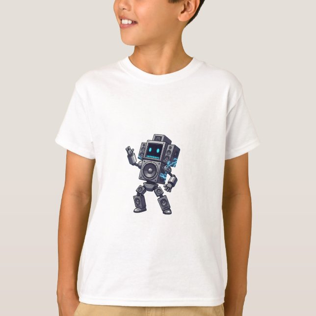 Högtalare Robot Retro Pixel Barn T Shirt (Framsida)