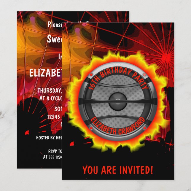 Högtalarfödelsedag eller någon typ av inbjudan til (Fram/baksida)