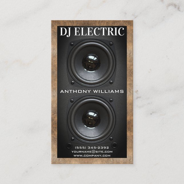 Högtalarruta för subwoofer | Läder Visitkort (Framsida)