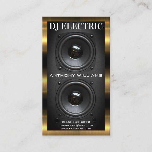 Högtalarruta för subwoofer | Metallisk trim i guld Visitkort (Framsida)