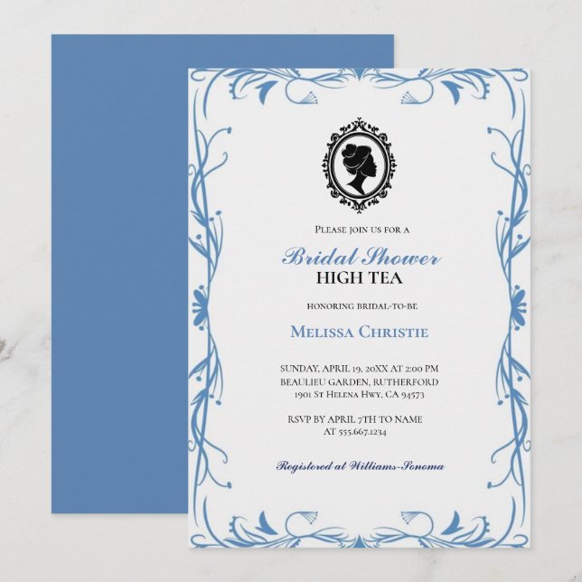 högtehus trädgårdsfest, vacker mjuk pastell  inbjudningar (Fram/baksida)