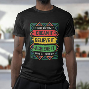 Högtidlighållande av färgstark svart historik Måna T Shirt