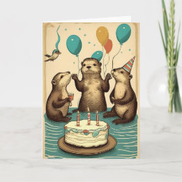 Högtidligt hälsningskort med otters födelsedag kort
