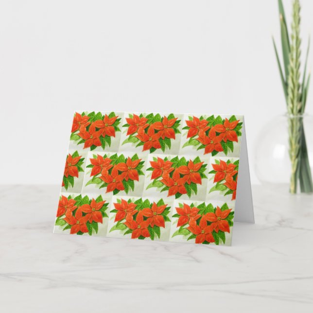 Högtidligt hälsningskort med Poinsettia mönster Helgkort (Framsida)
