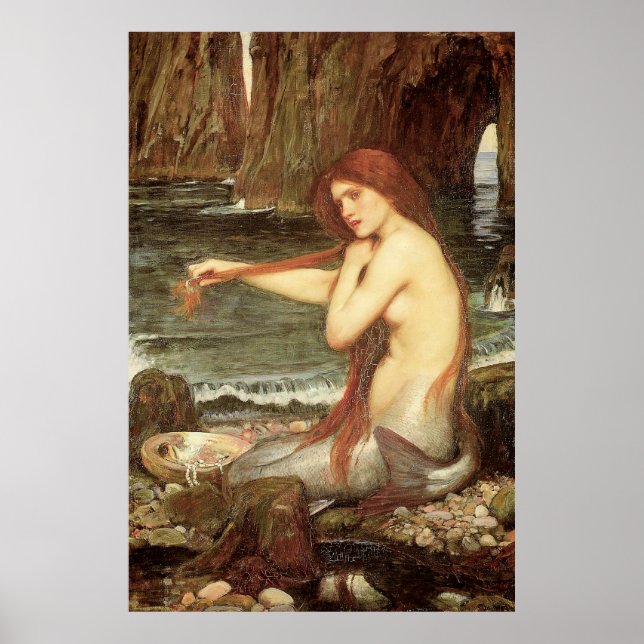 Högupplöst Victorian Art Skriv ut "Sjöjungfru" Poster (Framsidan)