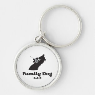 högvärdig keychain för familydogradio rund silverfärgad nyckelring