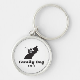 högvärdig keychain för familydogradio rund silverfärgad nyckelring