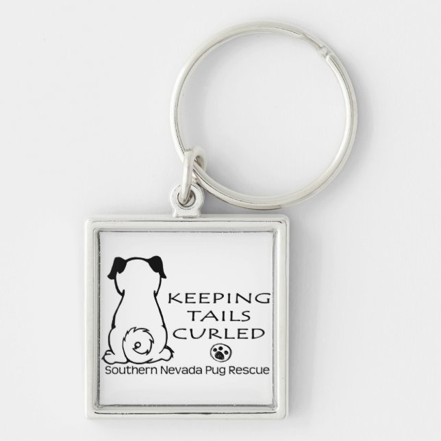 Högvärdig keychain för SNPR Fyrkantig Silverfärgad Nyckelring (Framsidan)