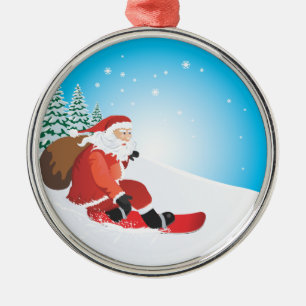 Högvärdig prydnad för Santa Snowboard Julgransprydnad Metall