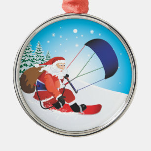 Högvärdig prydnad för Santa Snowkite Snowboard Julgransprydnad Metall