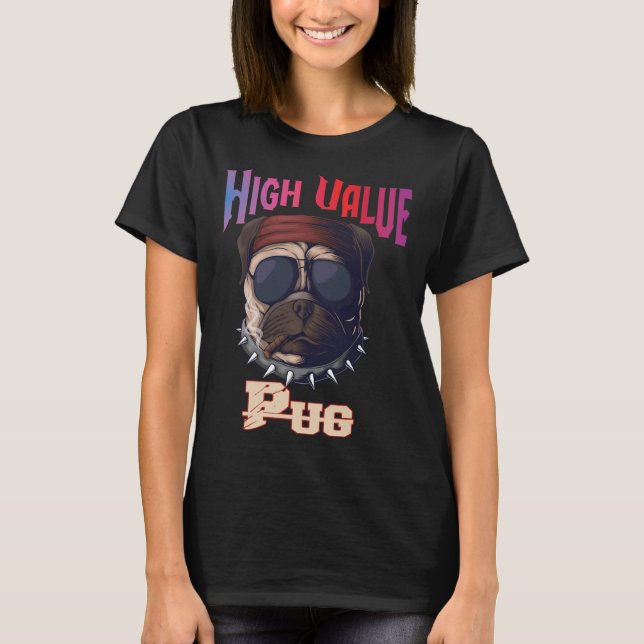 Högvärdig pug hund Klassisk  123 T Shirt (Framsida)