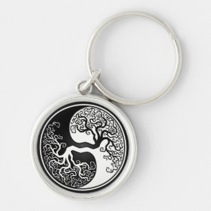Högvärdig runda Yin Yang Keychain Rund Silverfärgad Nyckelring