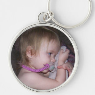 högvärdig rundafotokeychain rund silverfärgad nyckelring