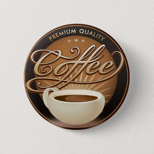 Högvärdigt kaffe och kaffekopp knapp