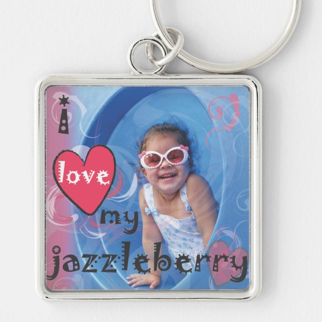 Högvärdigt kvadrera Keychain Fyrkantig Silverfärgad Nyckelring (Framsidan)