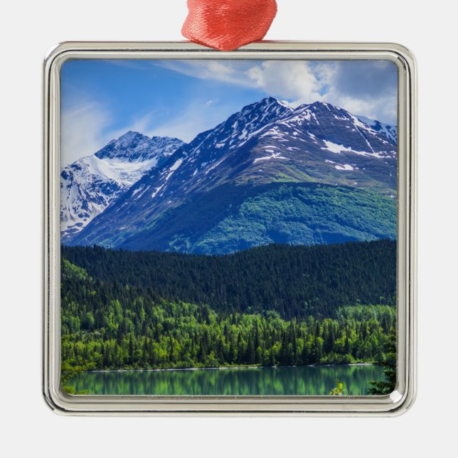 Högvärdigt kvadrera prydnaden julgransprydnad metall (Framsidan)