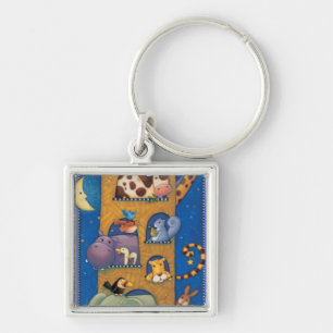 Högväxt ark fyrkantig silverfärgad nyckelring