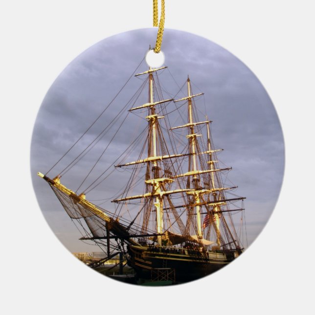 Högväxt frakt julgransprydnad keramik (Framsidan)