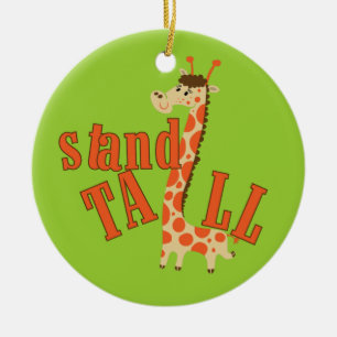 Högväxt giraffstativ julgransprydnad keramik