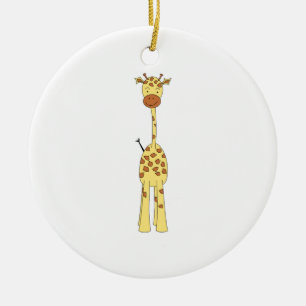 Högväxt gullig giraff. TecknadAnimal. Julgransprydnad Keramik