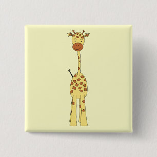 Högväxt gullig giraff. TecknadAnimal. Knapp