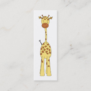 Högväxt gullig giraff. TecknadAnimal. Mini Visitkort