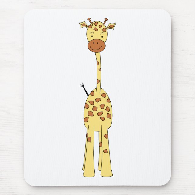Högväxt gullig giraff. TecknadAnimal. Musmatta (Framsidan)